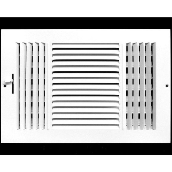 3-Way AIR Supply Grille Vent Cover & Diffuser White Flat Stamped Face 10"w X 6"h - Picture 1 of 4